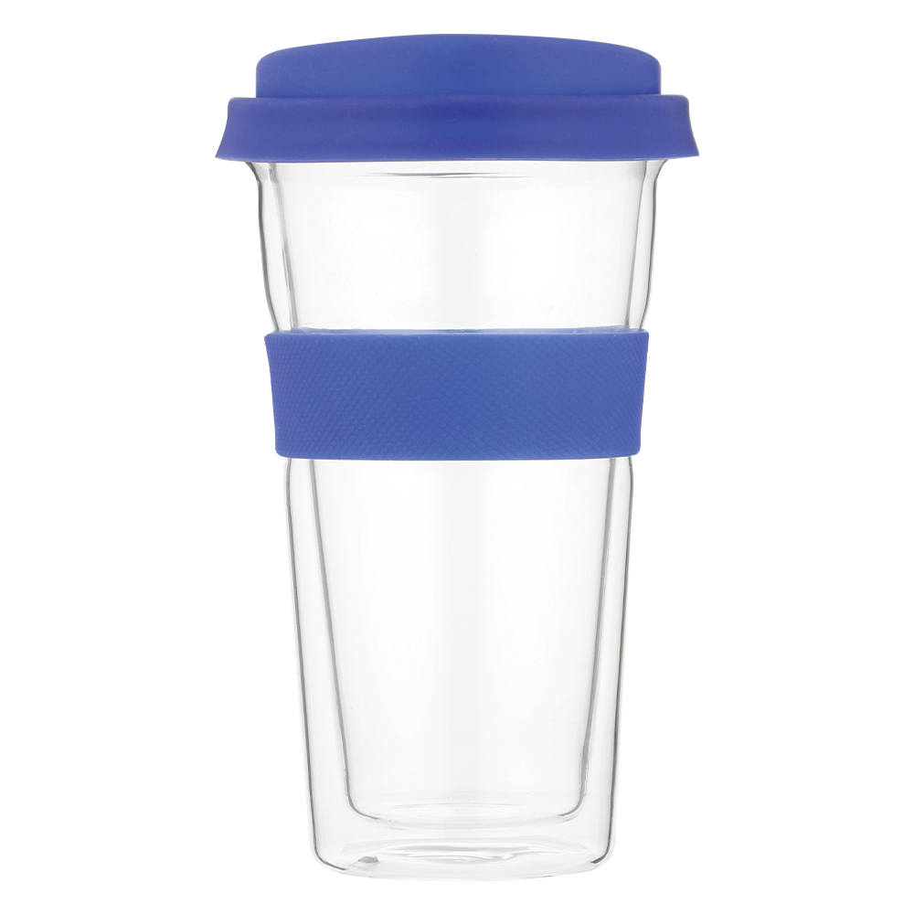 500ml Snappy Thermal Glass Tumbler Blue SN-GL400B