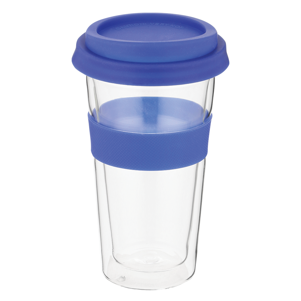 500ml Snappy Thermal Glass Tumbler Blue SN-GL400B