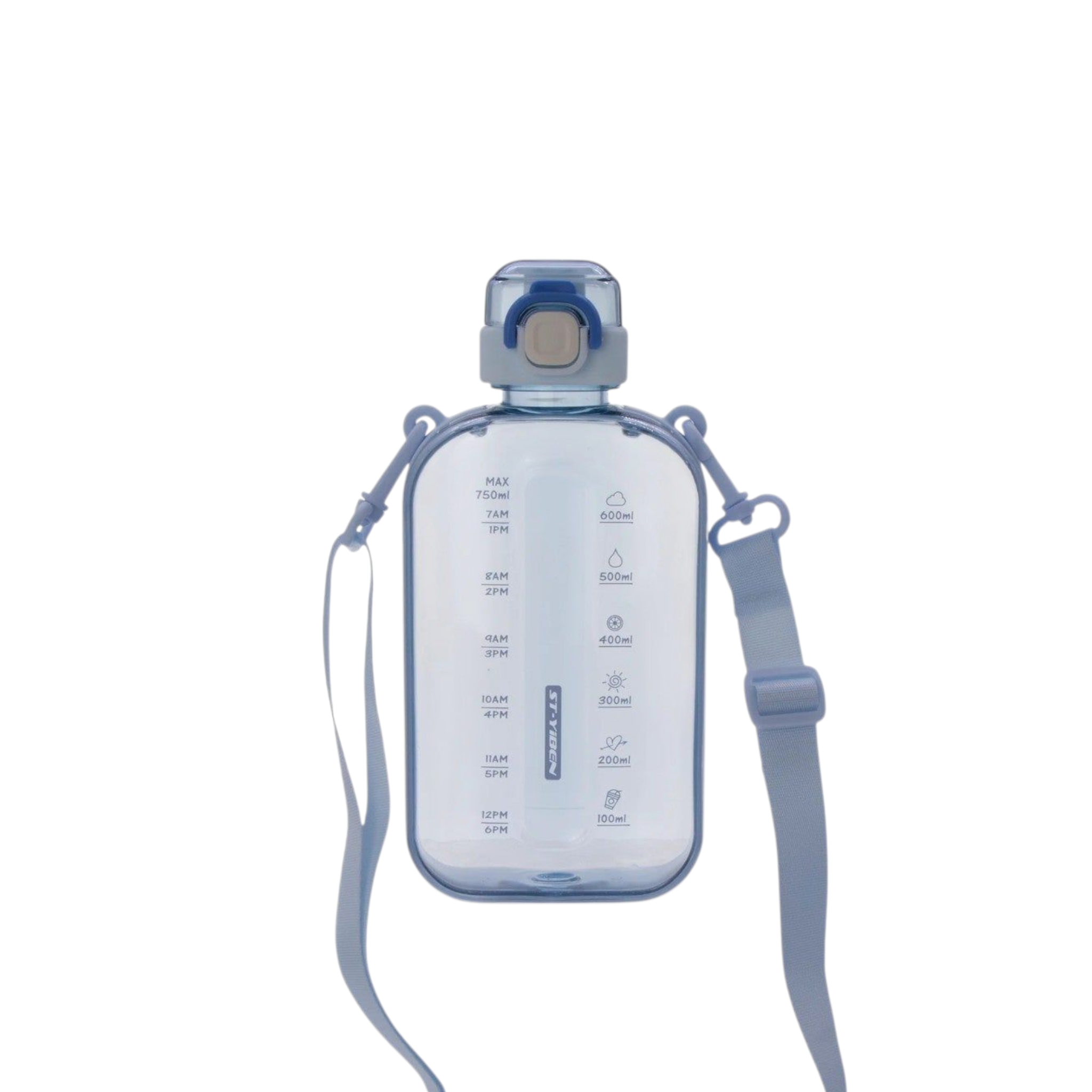 Regent Sports Water Bottle 750ml Blue Transparent with Plastic Strap