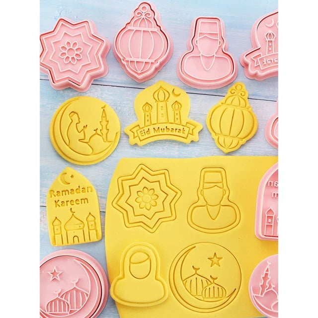 Eid Plastic Cookie Cutter Moulds 8pc Set