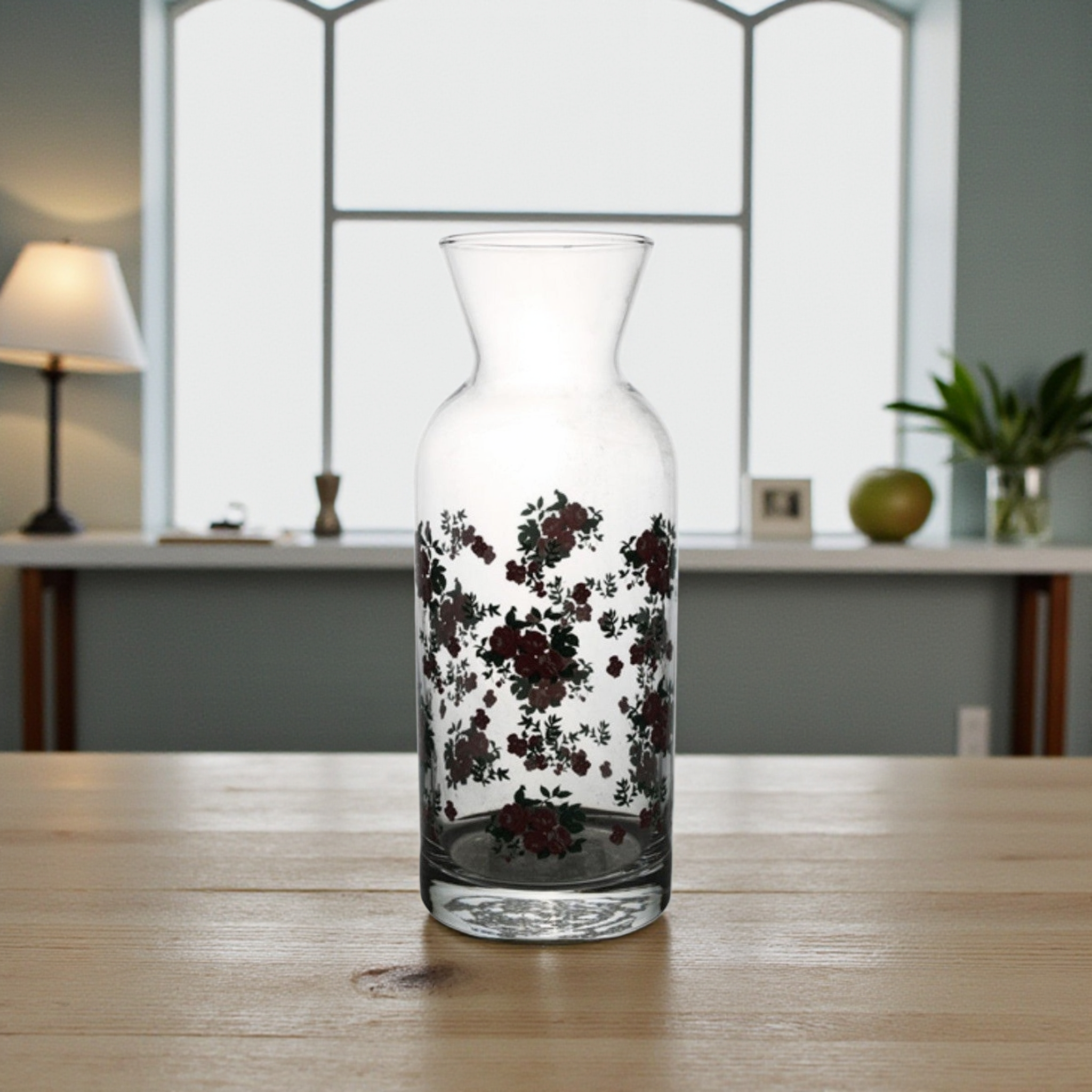 Glass Carafe 500ml Patterned Flower Print 40172