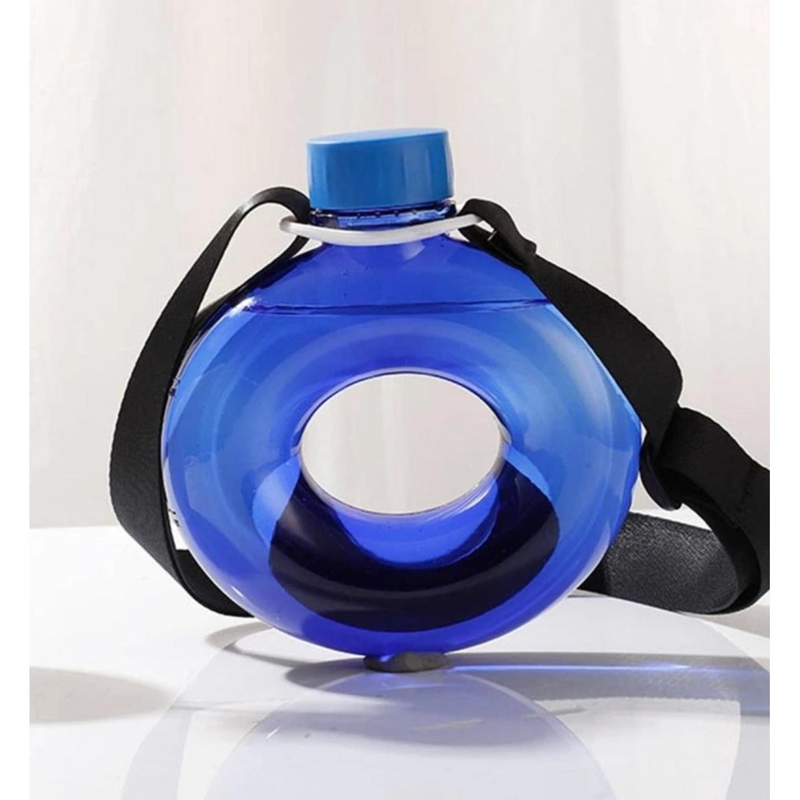 Sports Water Bottle Annular Donut Shaped O-Ring 500ml Drop Resistant 17x16cm with Strap