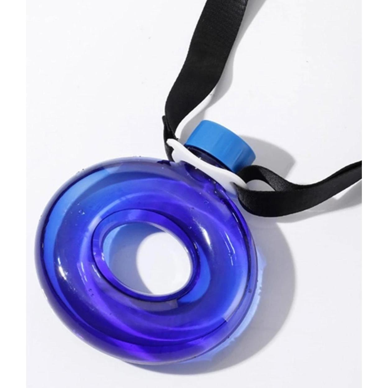 Sports Water Bottle Annular Donut Shaped O-Ring 500ml Drop Resistant 17x16cm with Strap