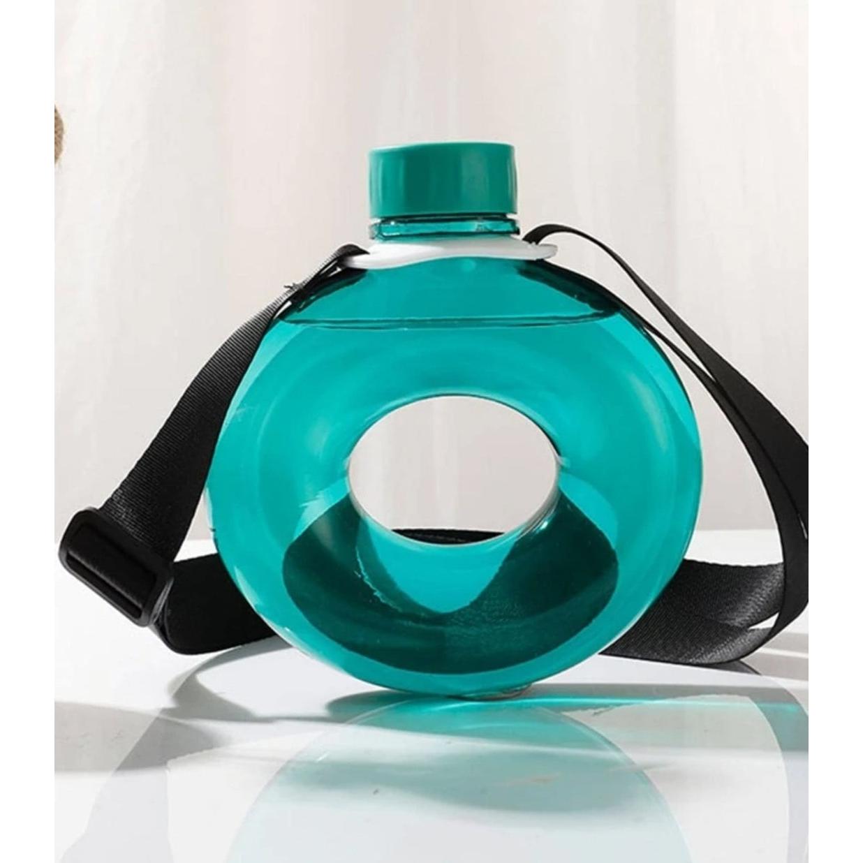 Sports Water Bottle Annular Donut Shaped O-Ring 500ml Drop Resistant 17x16cm with Strap