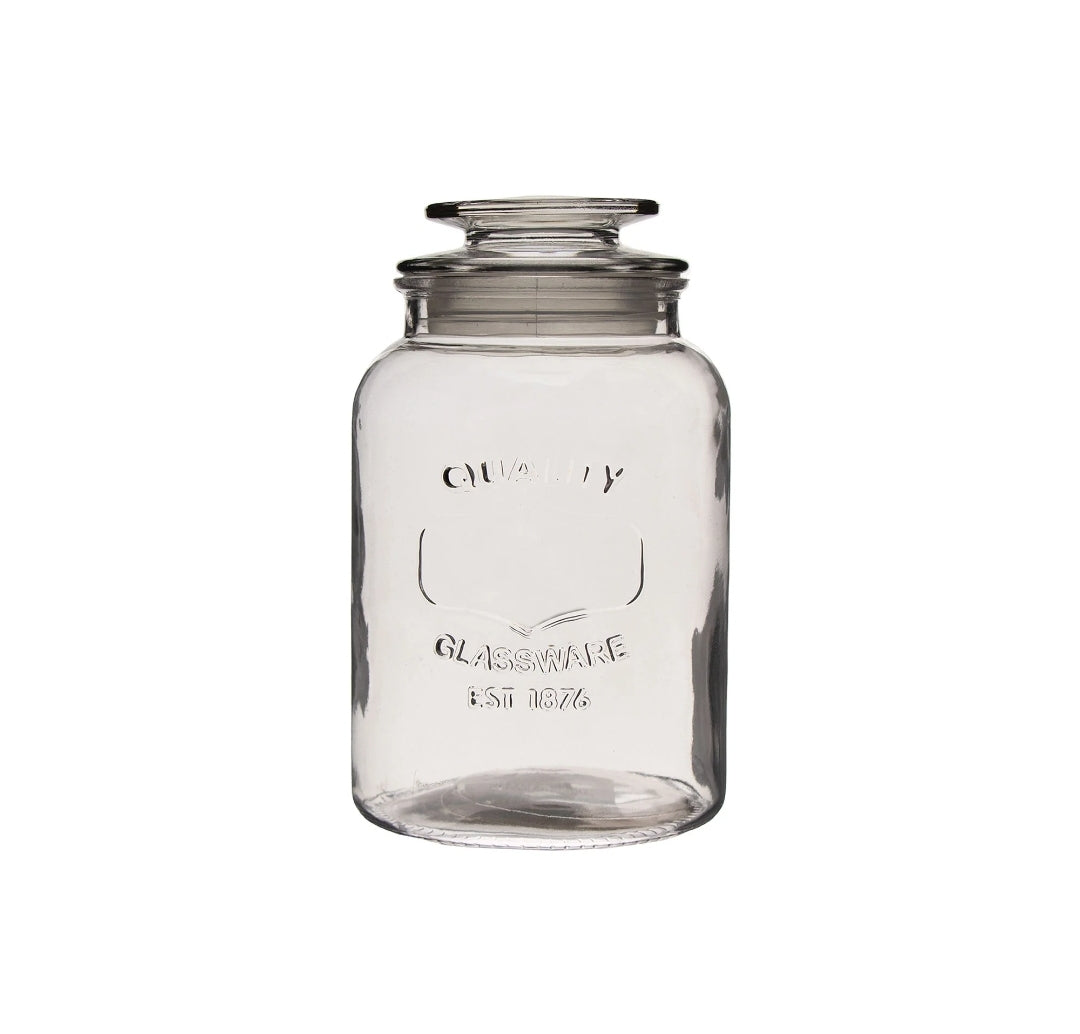 Regent Round Canister 1.5L Quality Embossed with Glass Lid 11330