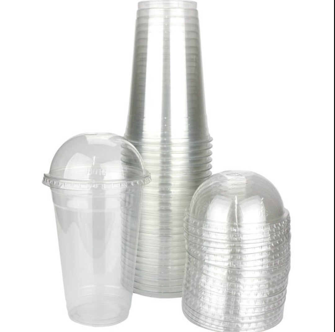 375ml Disposable Plastic Smoothie Cup with Dome Lid and Hole 10pack