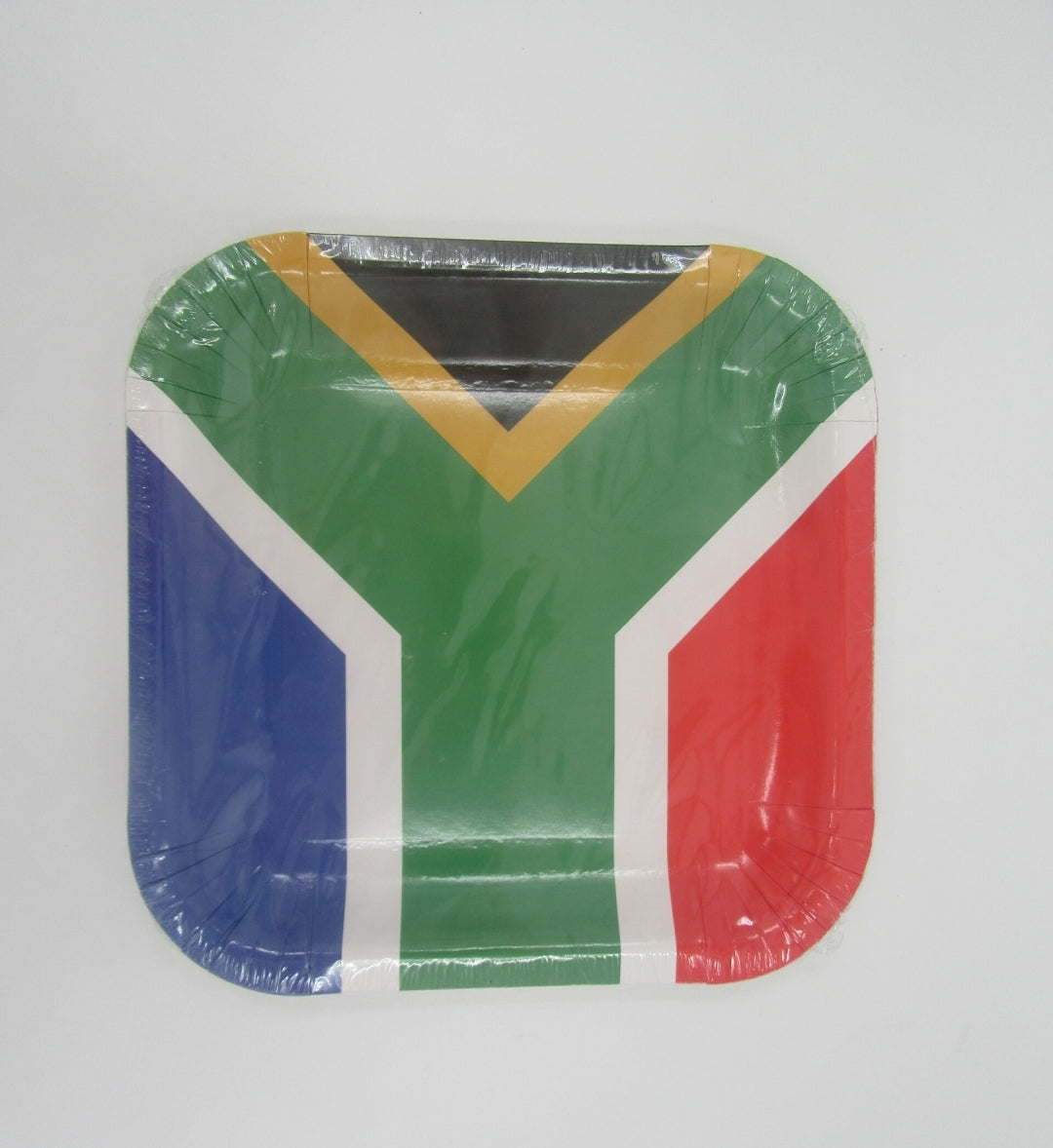 Party Picnic Paper Plate Square South Africa Flag 9inch 22cm 10pack