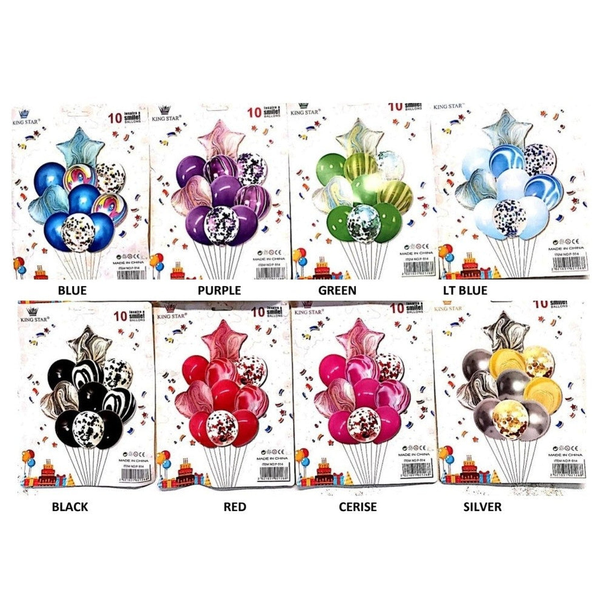 Party Star & Heart Latex Marble Balloon 10piece Set