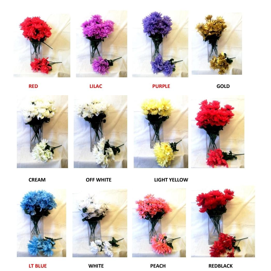 Artificial Bush Flower for Mum 7-Head Bouquet