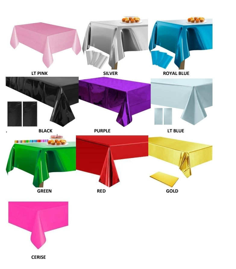 Metallic Plastic Table Cover 137x183cm Rectangular