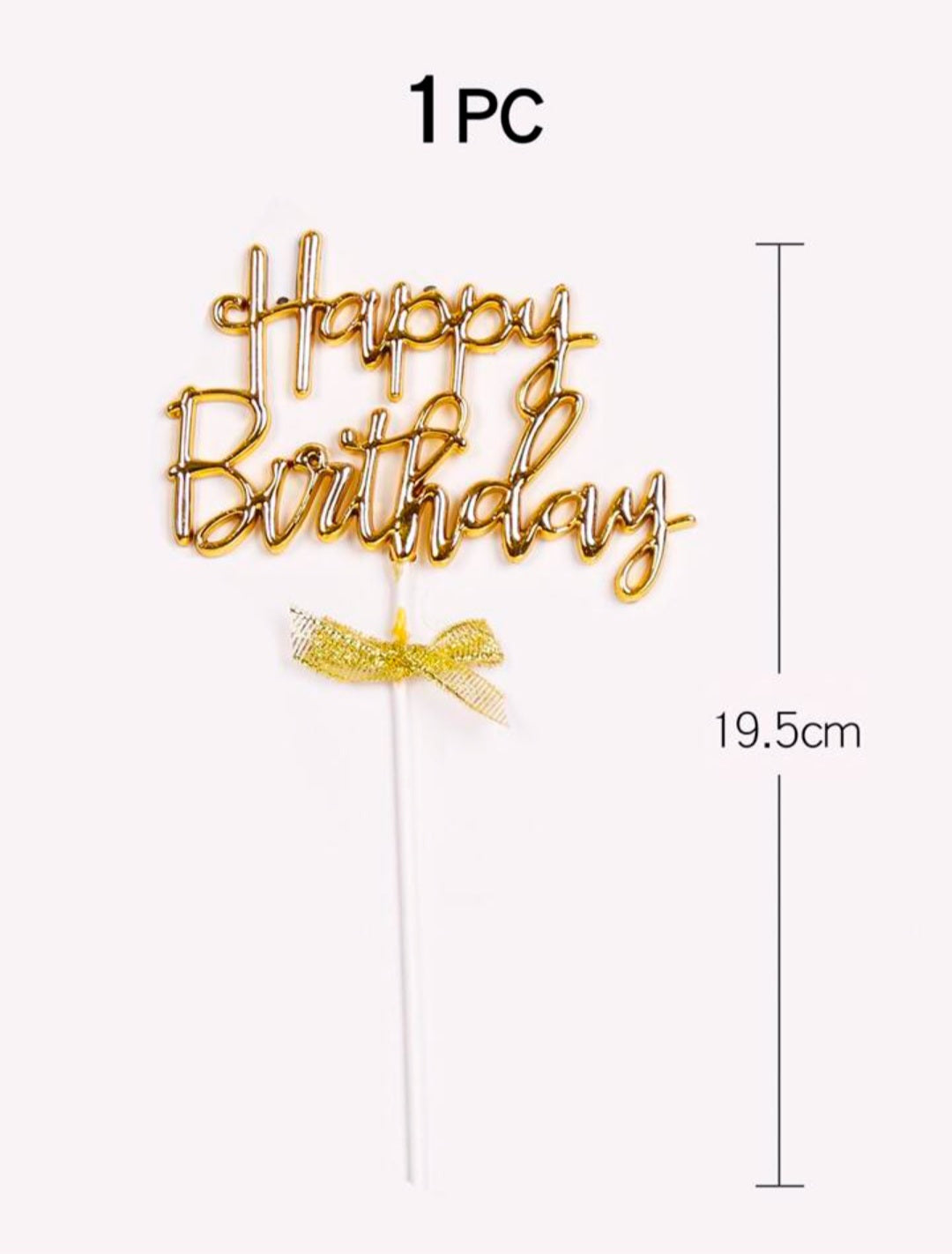 Cake Topper Happy Birthday with Bow