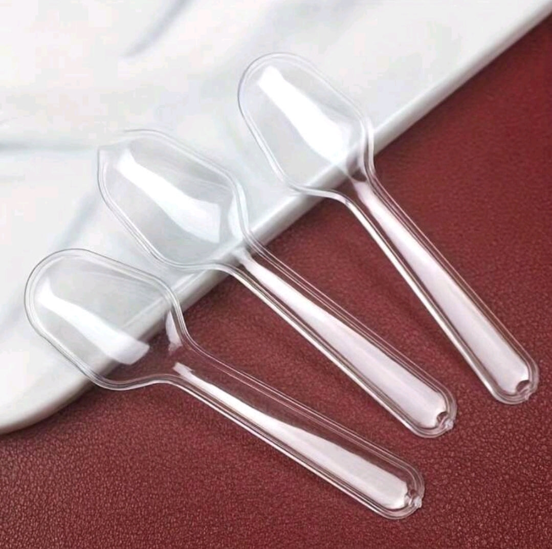 Disposable Plastic Clear Dessert Spoon 100pack