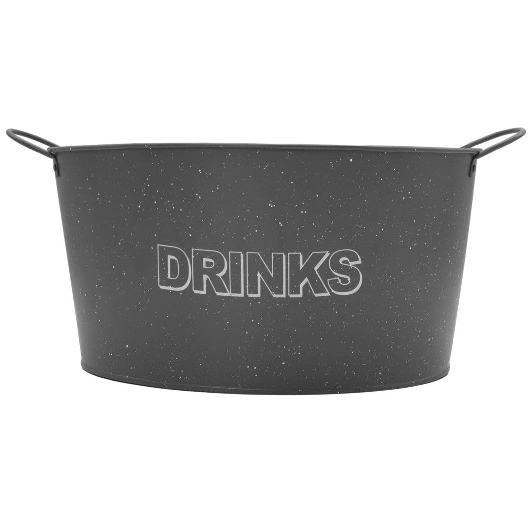 Bar Butler Oval Beverage Tub Grey with Handles Mottled White 13L