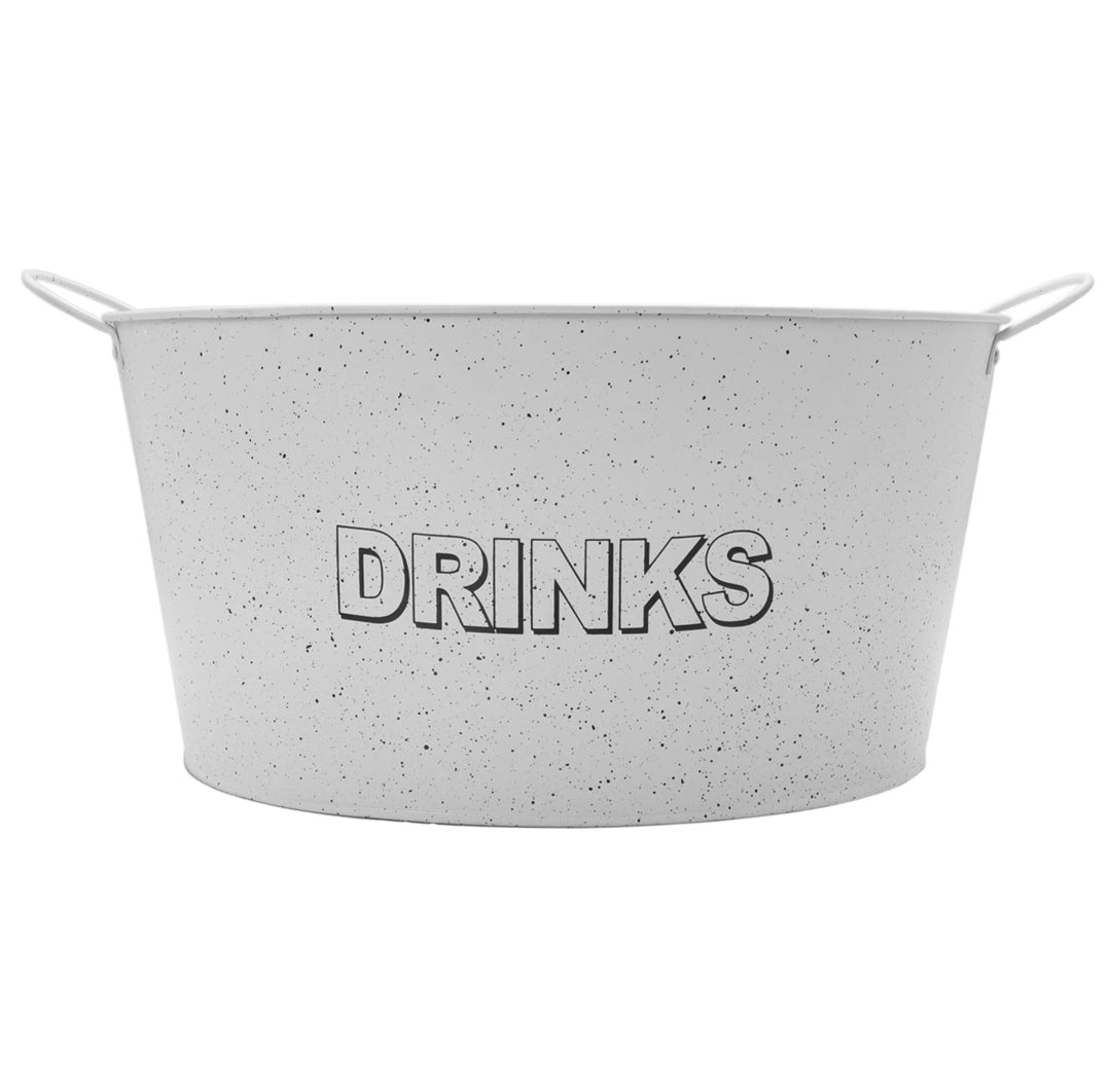 Bar Butler Oval Beverage Tub White with handles & Mottled Black 13L