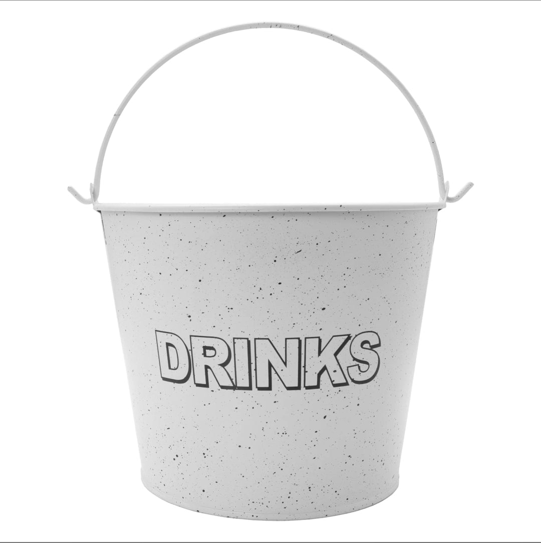 Bar Butler Ice Bucket White with Handle & Mottled Black 5L