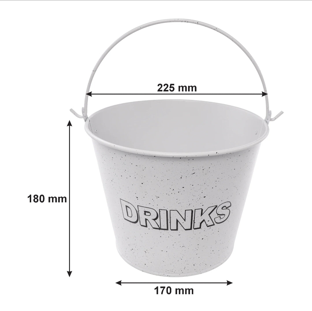 Bar Butler Ice Bucket White with Handle & Mottled Black 5L