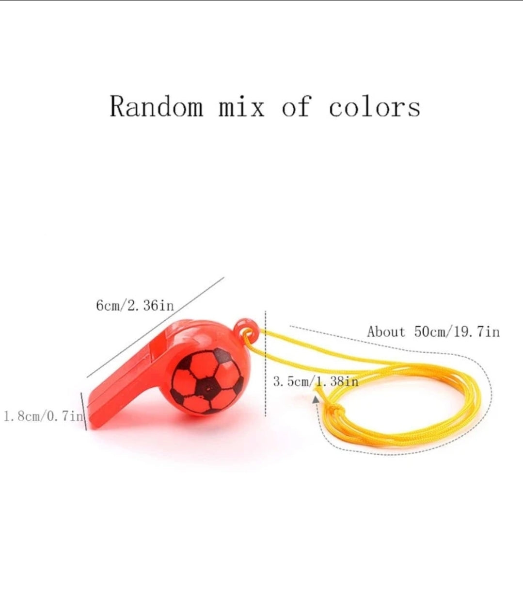 Sports Whistle Plastic Solid Colour Soccer Theme Ball Design 12pack