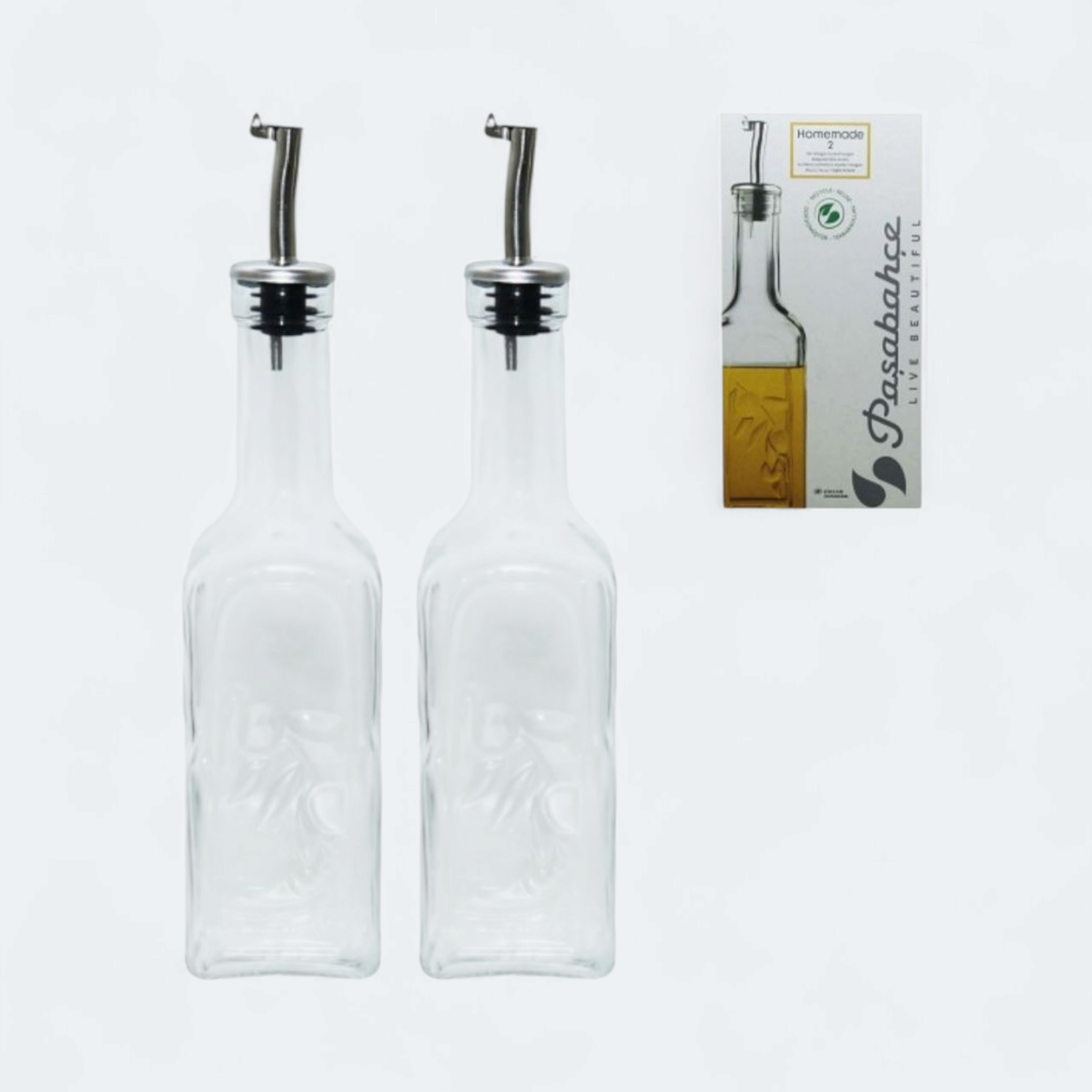 Pasabahce 345ml Oil & Vinegar Set with Metal Pourer 2pcs