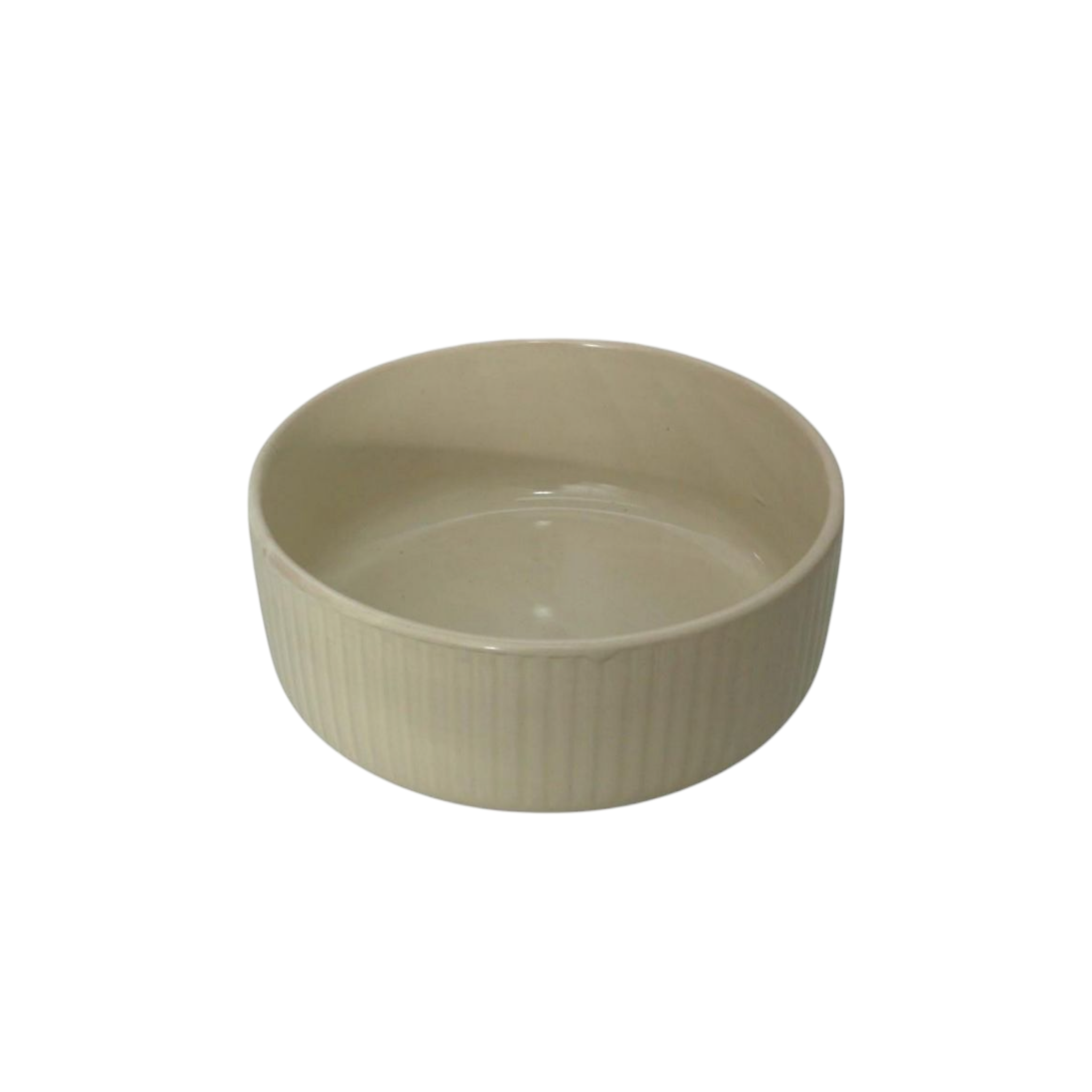 Ceramic Bowl 17x7cm Natural Ribbed