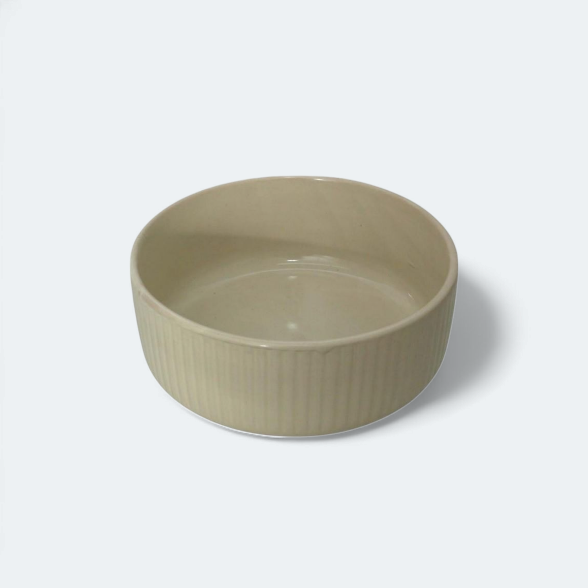 Ceramic Bowl 17x7cm Natural Ribbed