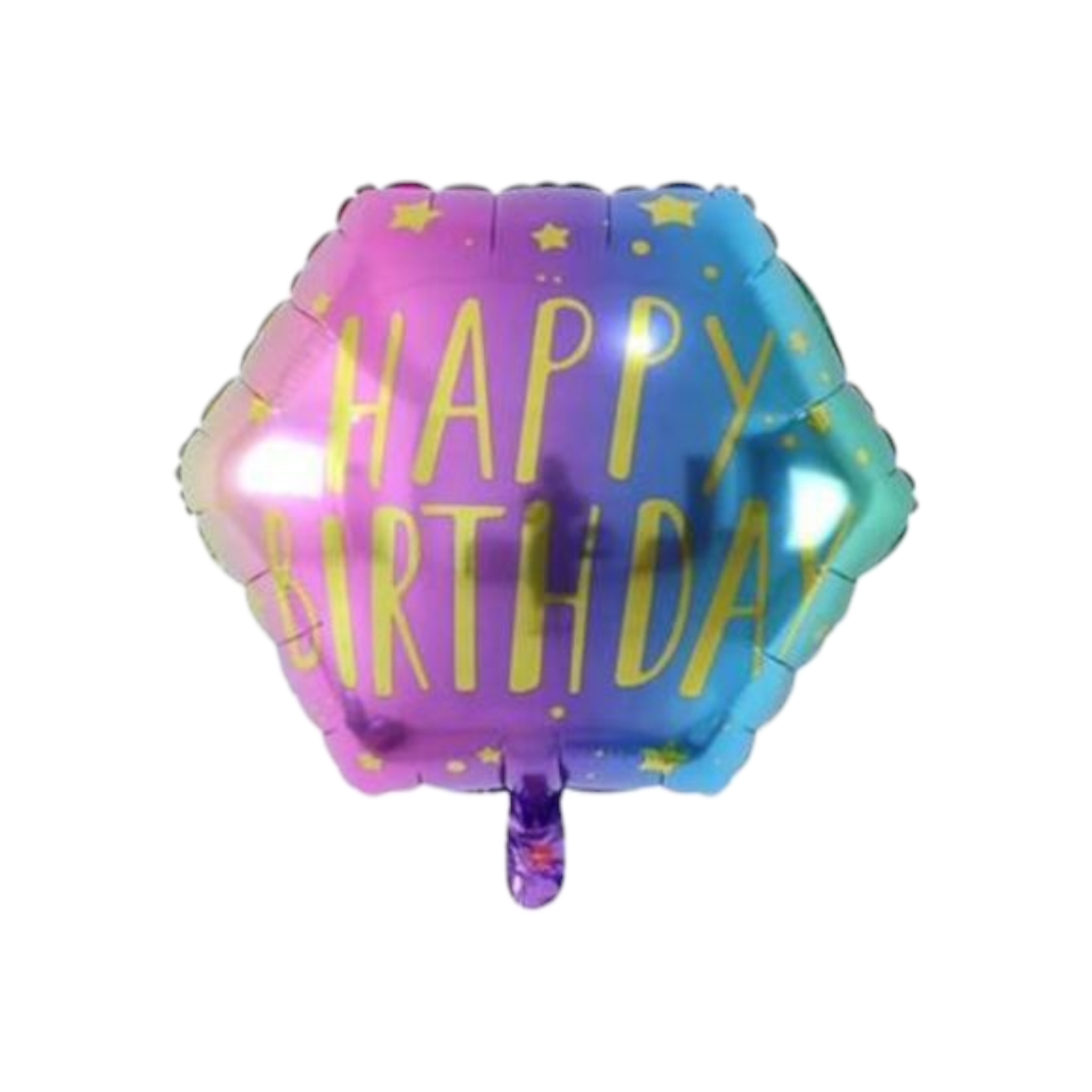 Helium Balloon Hexagonal 55cm Happy Birthday Print