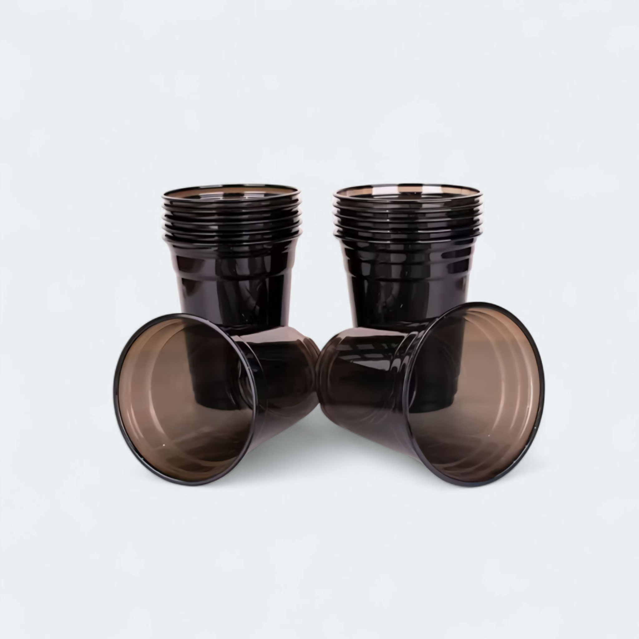Disposable Sippy Coffee Cup Transparent PLA Black 10x10.5cm with Lid 10pack