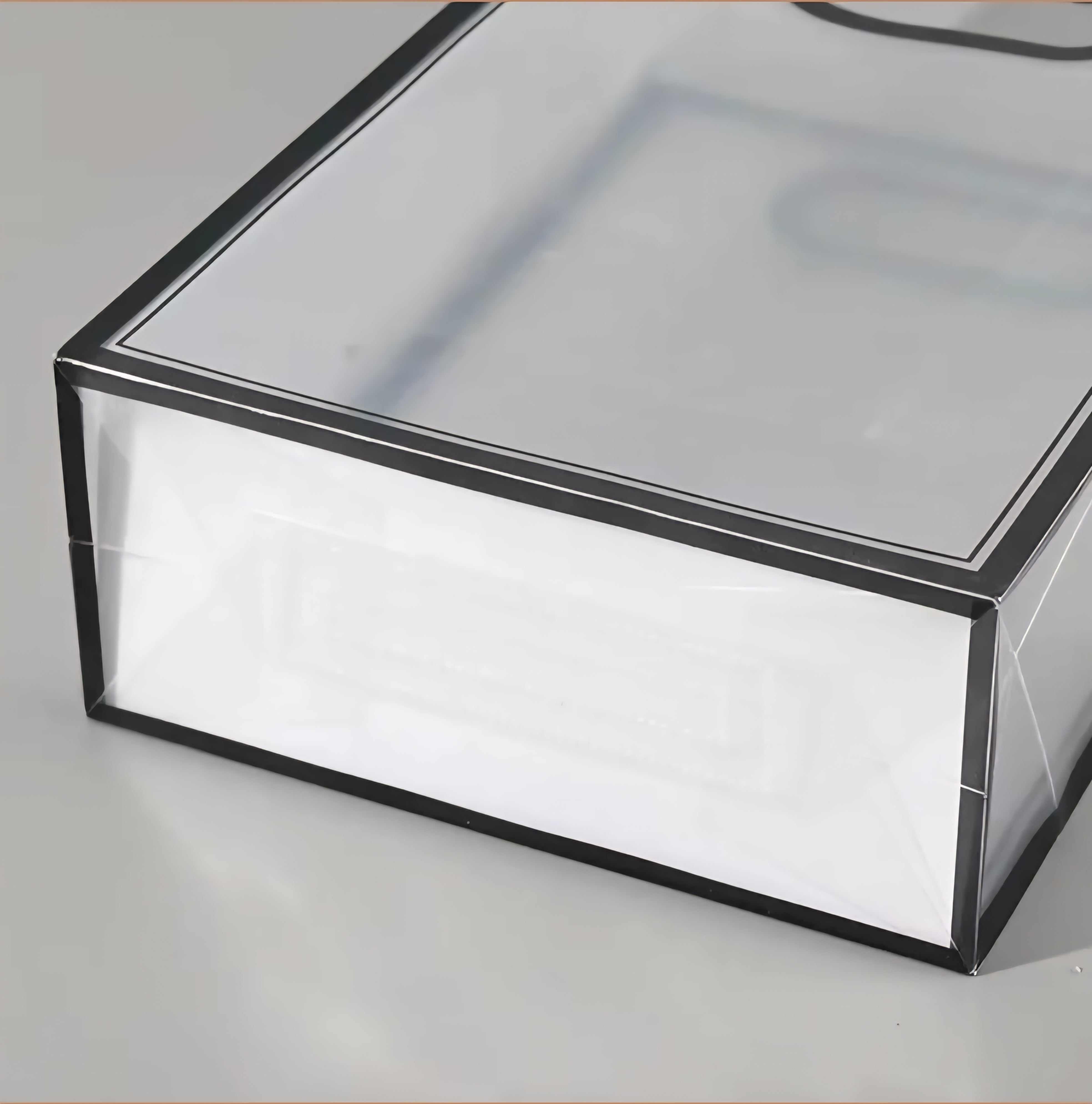 PVC Boutique Gift Shopping Bags with Color Border & Die Cut Handle 35x24x10cm