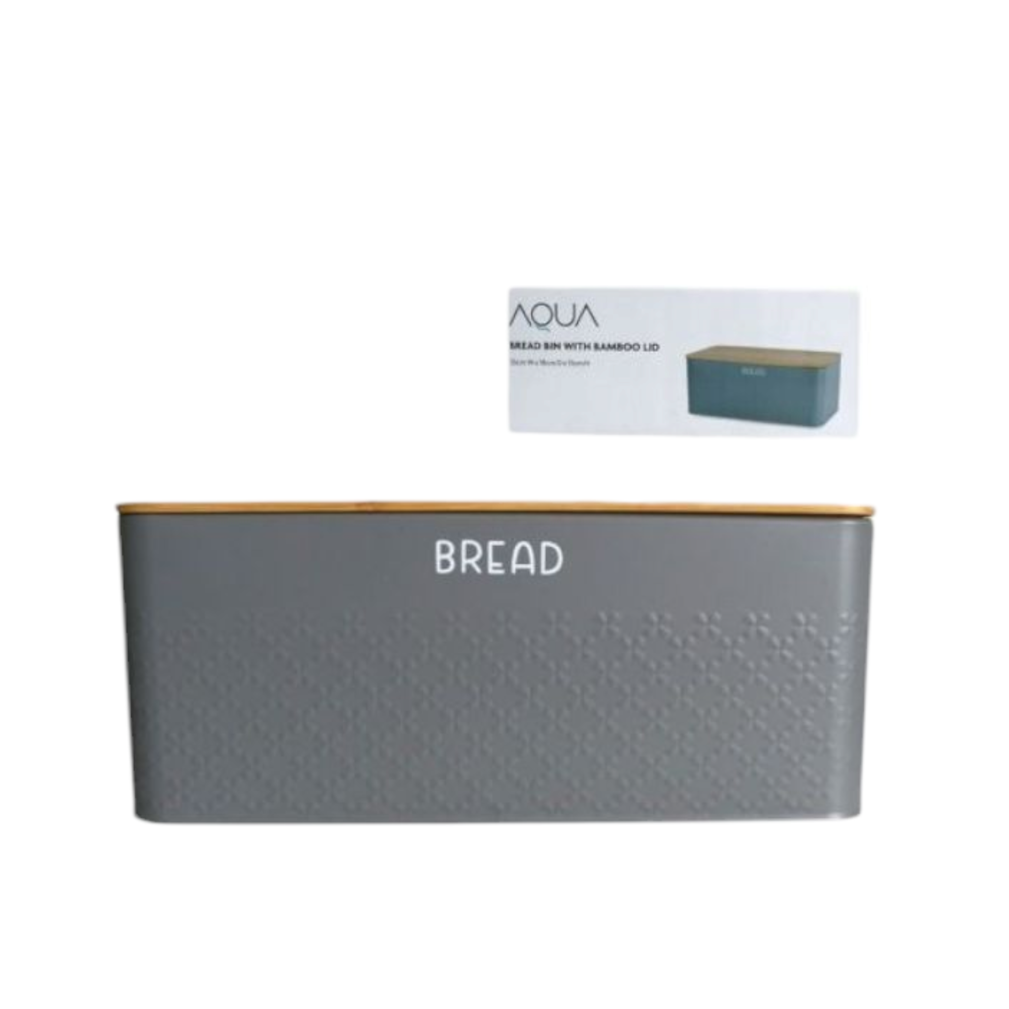 Aqua Iron Bread Bin with Bamboo Lid