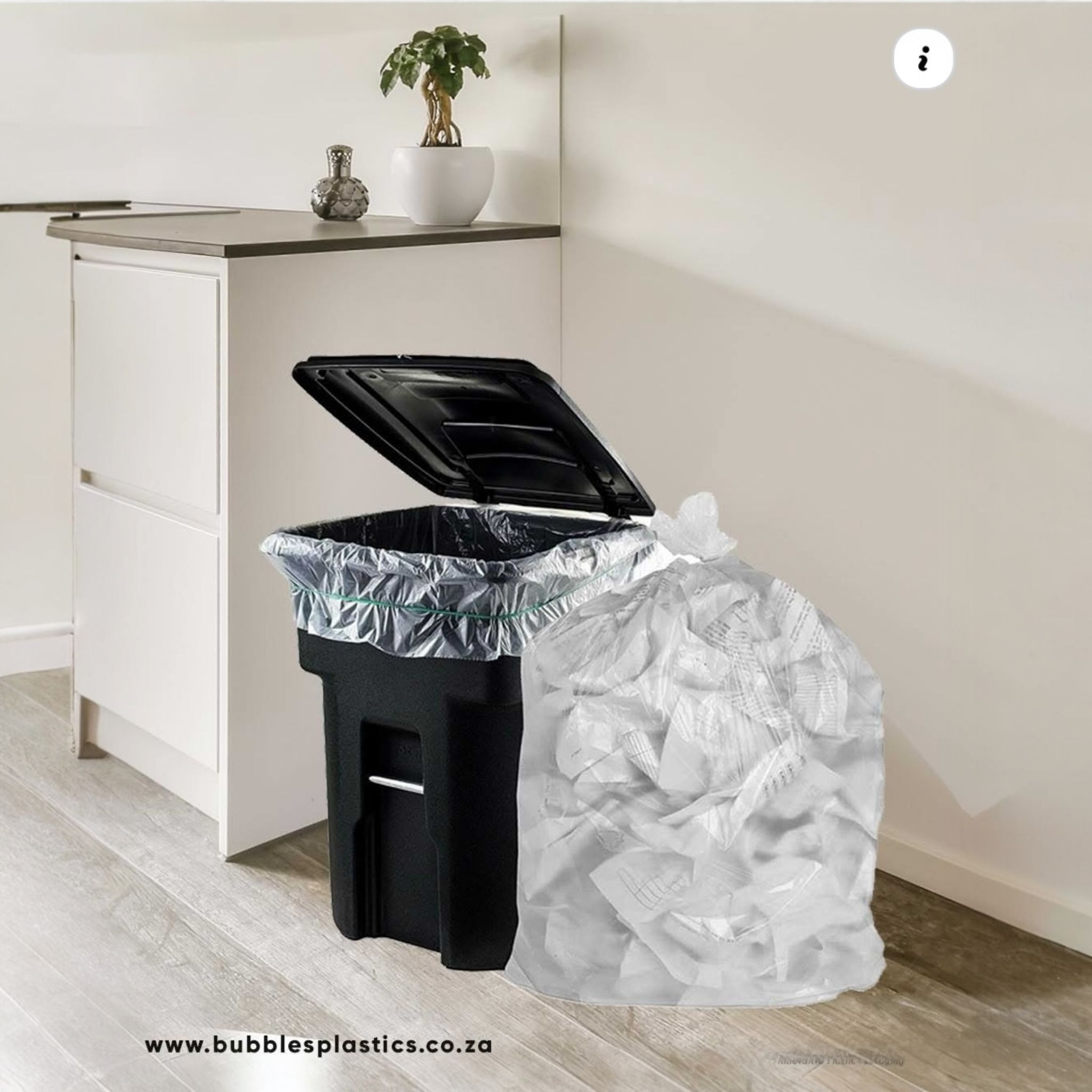 Refuse Bin Liner Bags Frosted Medium 56x60cm 15microns 50pack