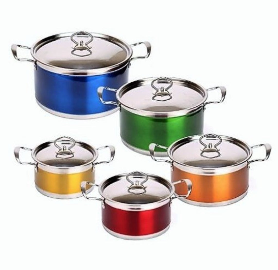 10-Piece Colorful Cooking Pot Set