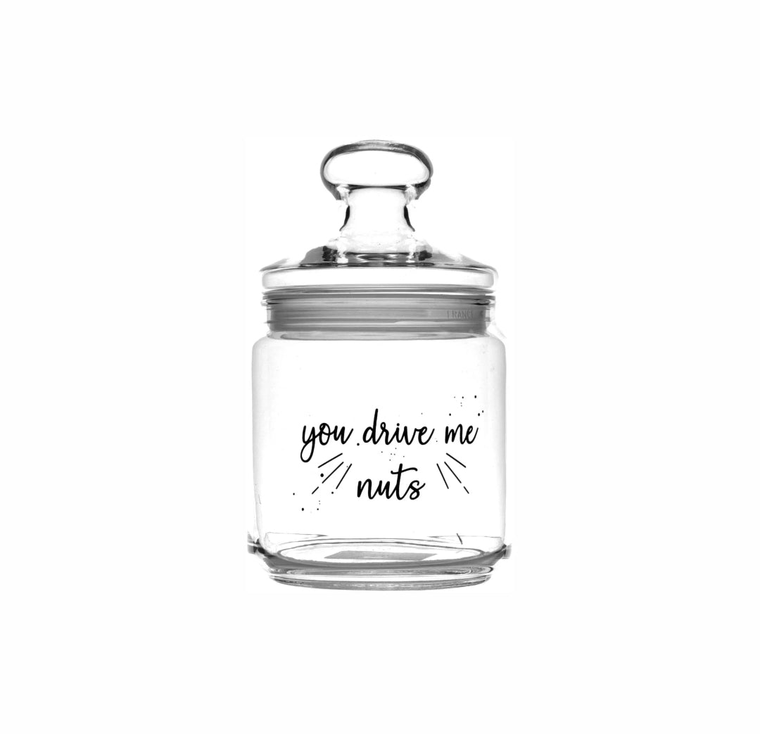 Regent Glass Canister Jar 750ml Printed You Drive Me Nuts 38122UDN