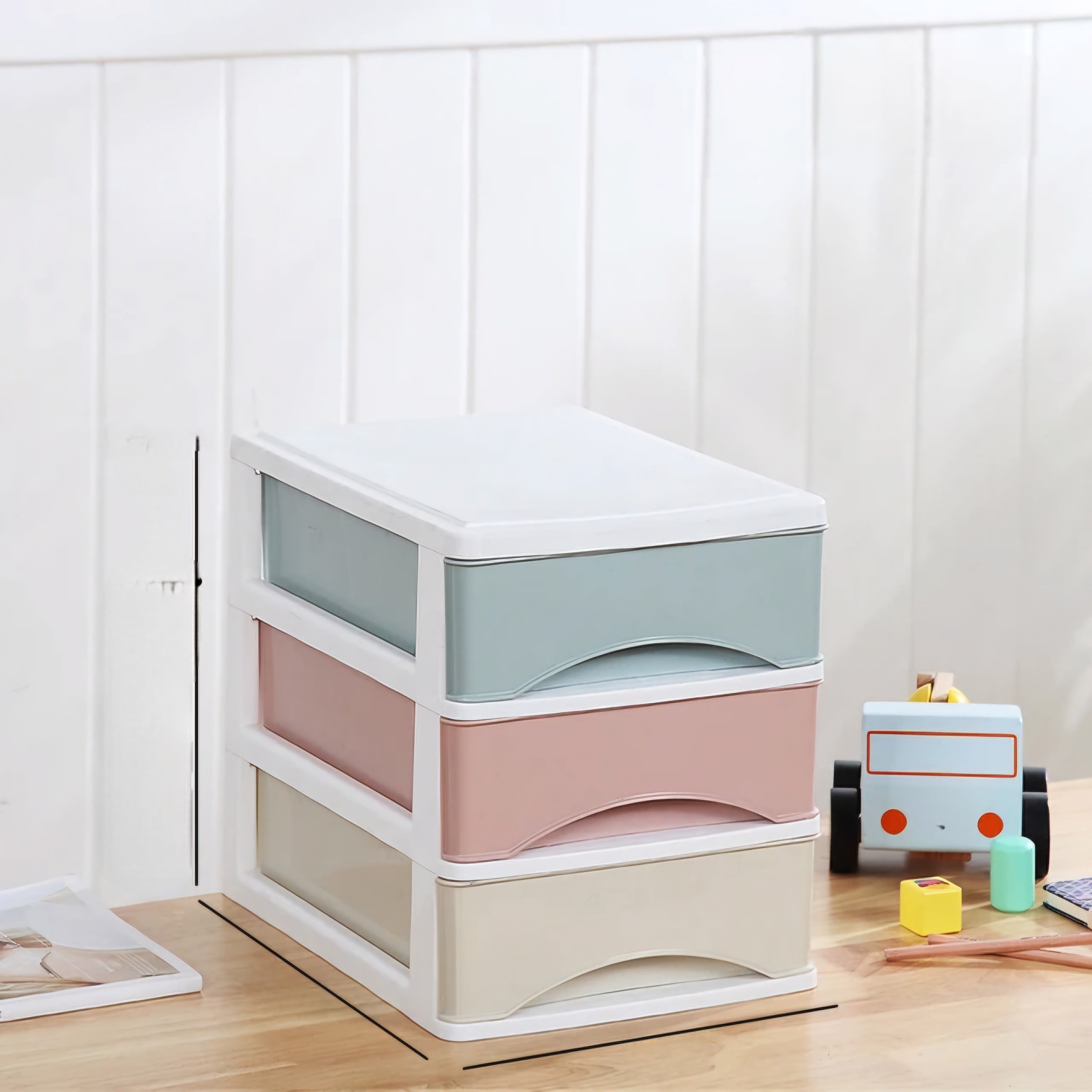 3-Drawer Mini Storage Box Pastel Color 19x22x15.5cm  141