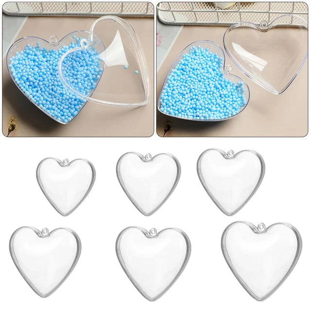 Gift Box Acrylic Heart Shape Split Bauble 6.5x3cm