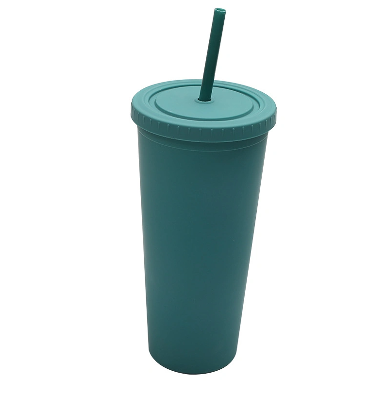 Acrylic Drinking Tumbler 450ml Solid Colored Matte Finish Cup & Straw