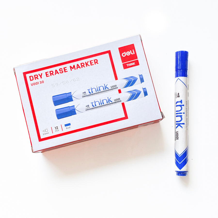 Deli Dry Erase Whiteboard Marker Blue Bullet Tip 2.0mm EU00330 1pc