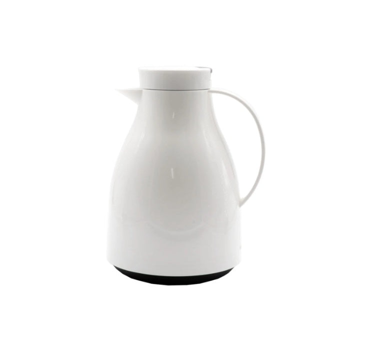 Regent Vacuum Thermal Flask Jug White with Black Button Glass Liner 1L 21386