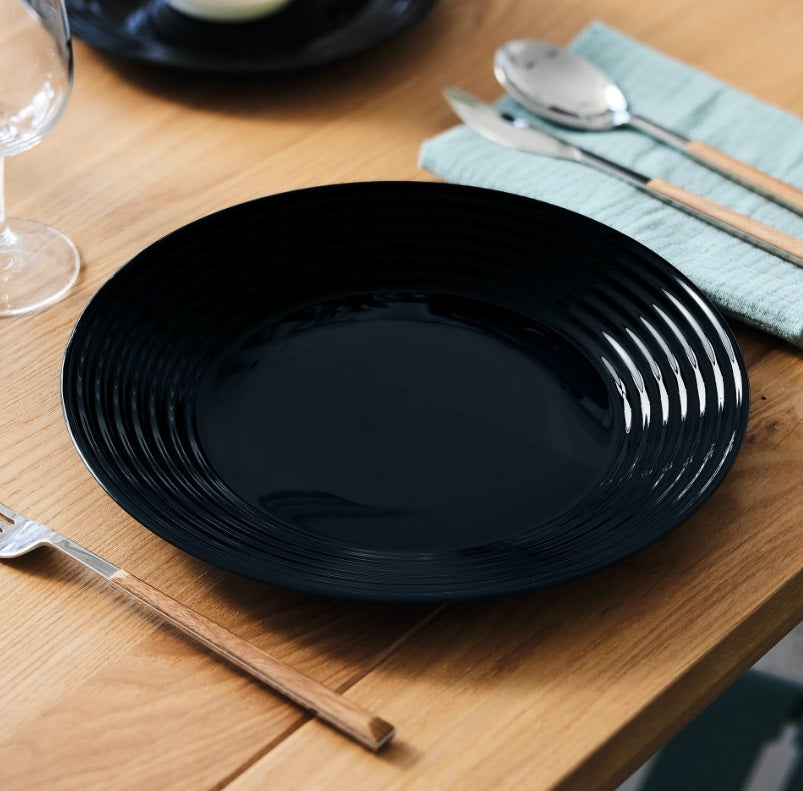 Luminarc Harena Large Dinner Plate 27cm Black Tempered Glass 39889