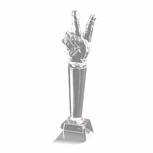 Glass Trophy Peace Sign 27cm DL-020