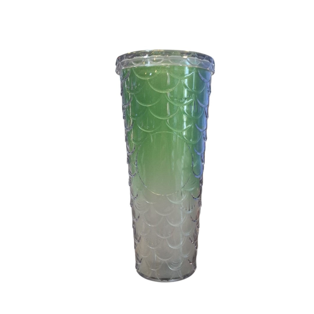 710ml Acrylic Drinking Tumbler Gradient-Coloured Fish Scale Patterned Sippy Cup 23x10.5cm