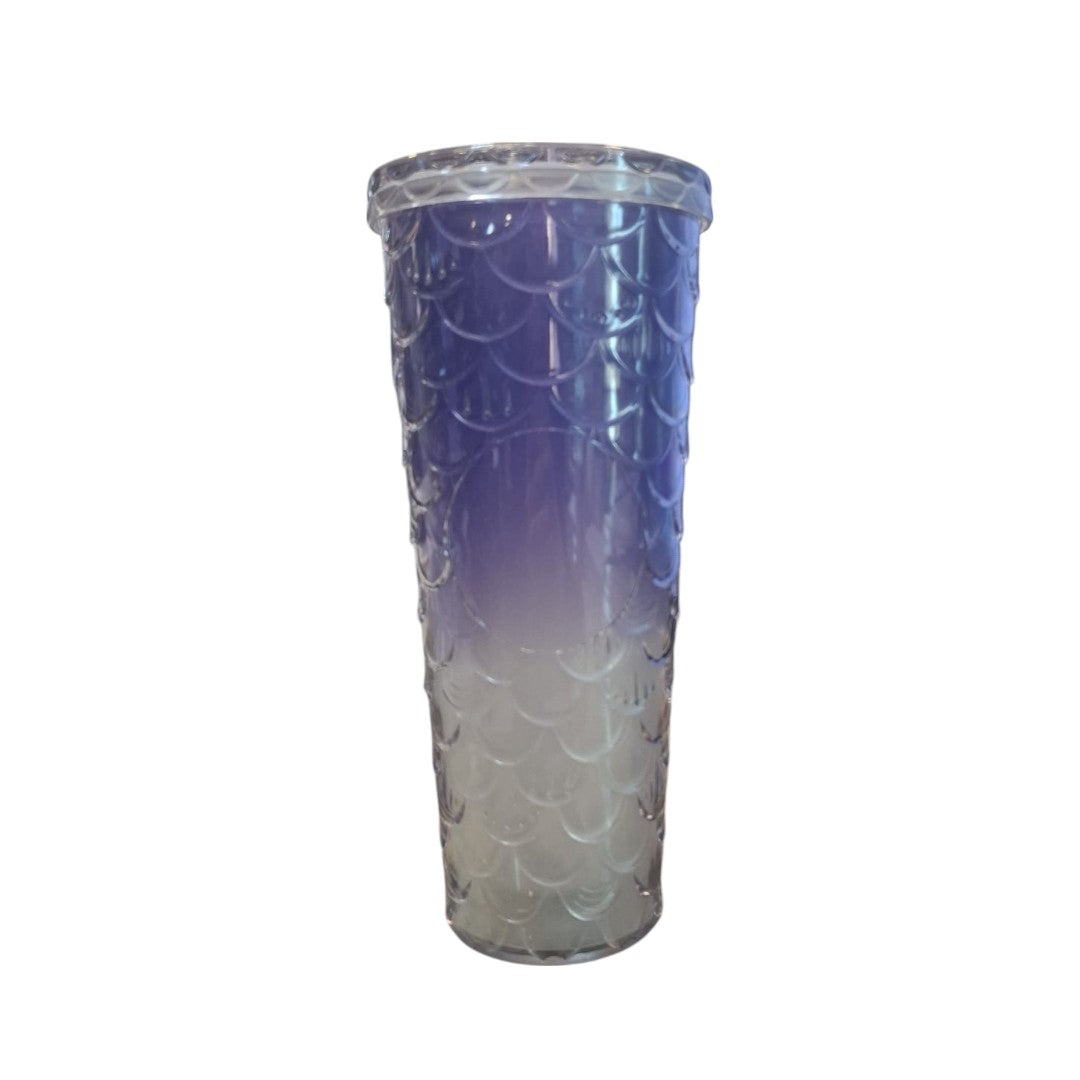 710ml Acrylic Drinking Tumbler Gradient-Coloured Fish Scale Patterned Sippy Cup 23x10.5cm