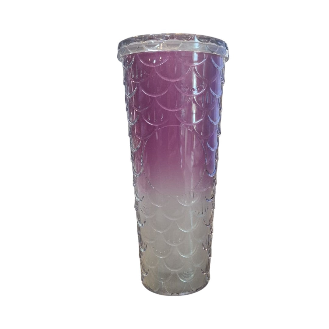 710ml Acrylic Drinking Tumbler Gradient-Coloured Fish Scale Patterned Sippy Cup 23x10.5cm