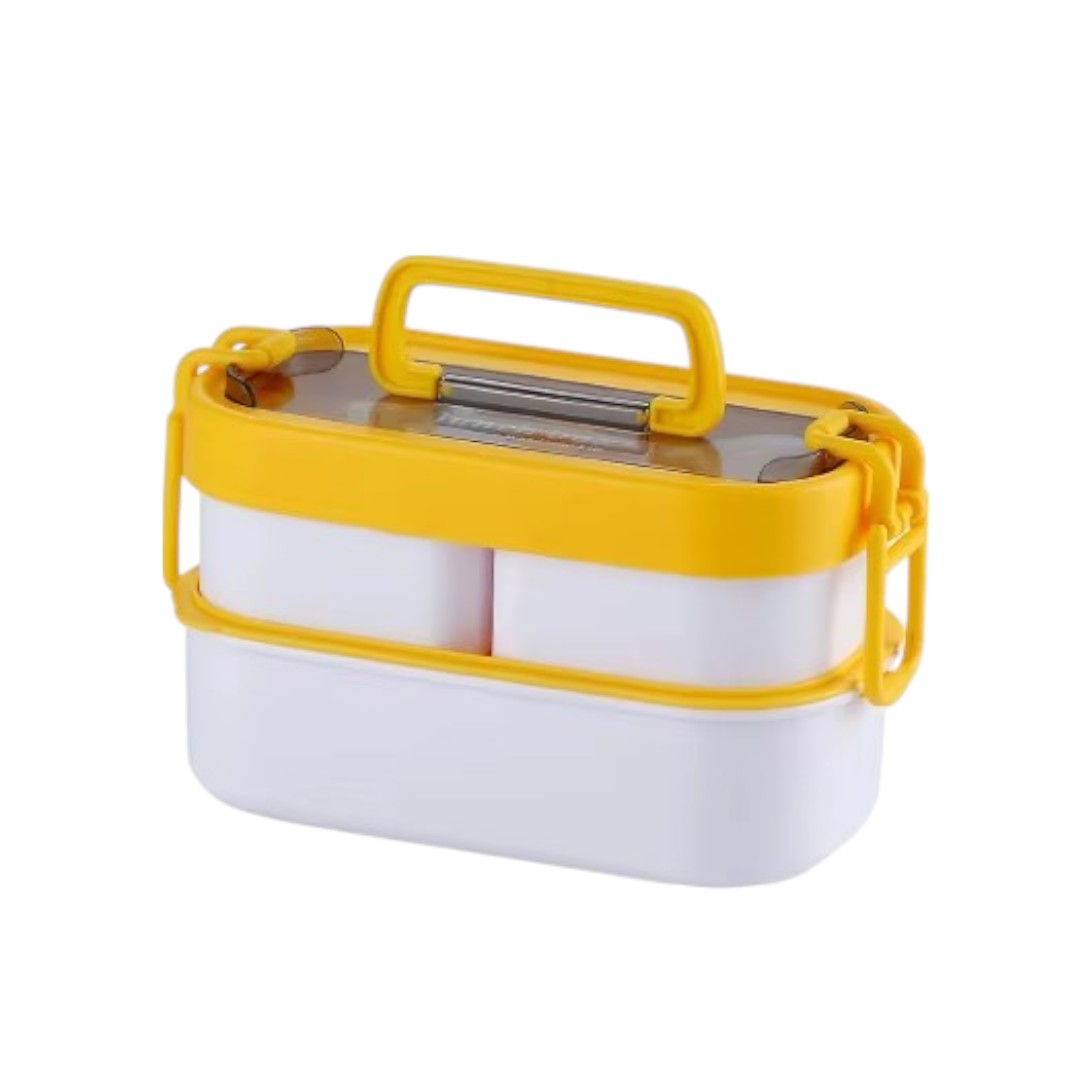 Wonderful Life Stackable Lunch Box Baby-Pink 4 Containers with Spoon & Fork 1000ml