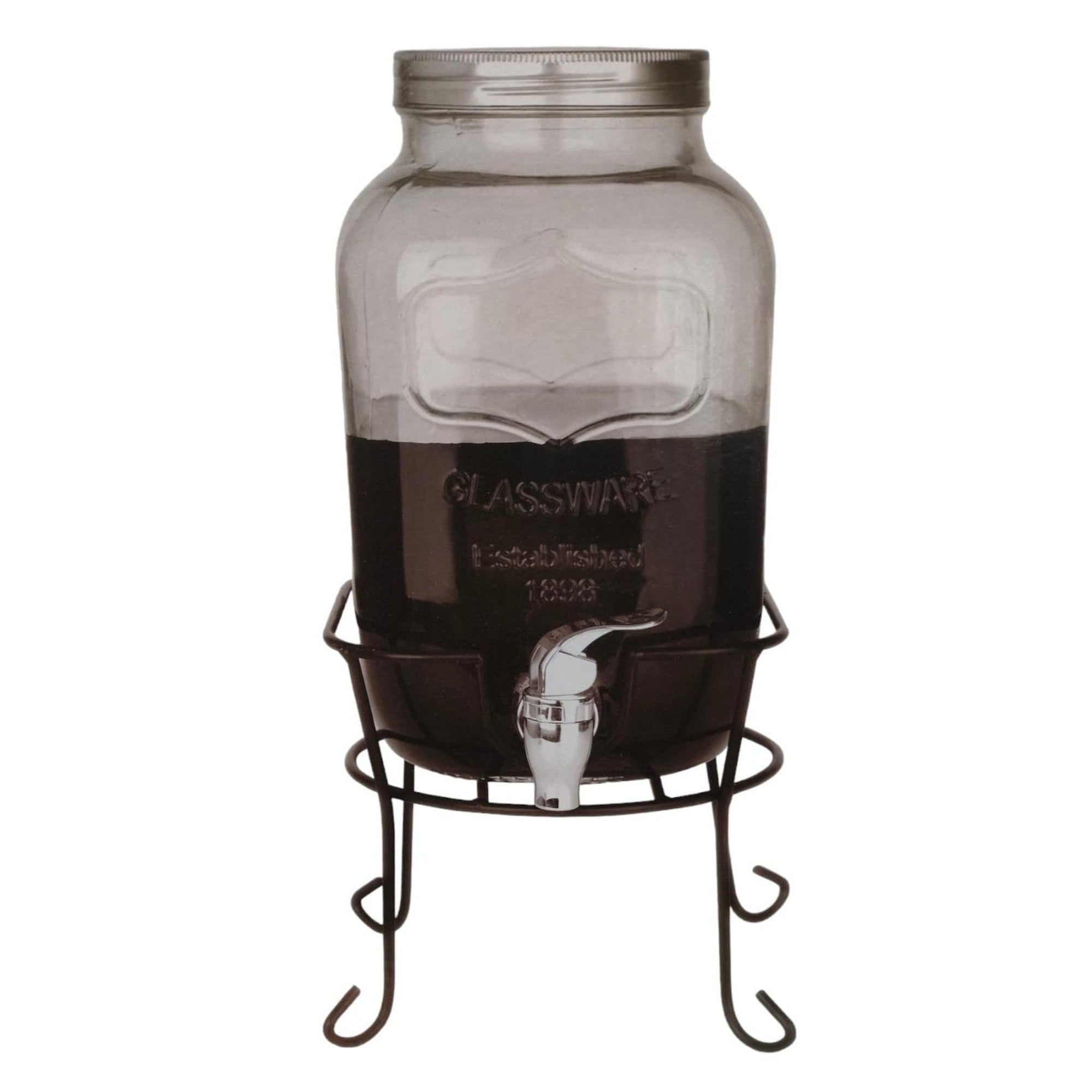 Beverage Dispenser 4L Glass with Tap and Stand 519