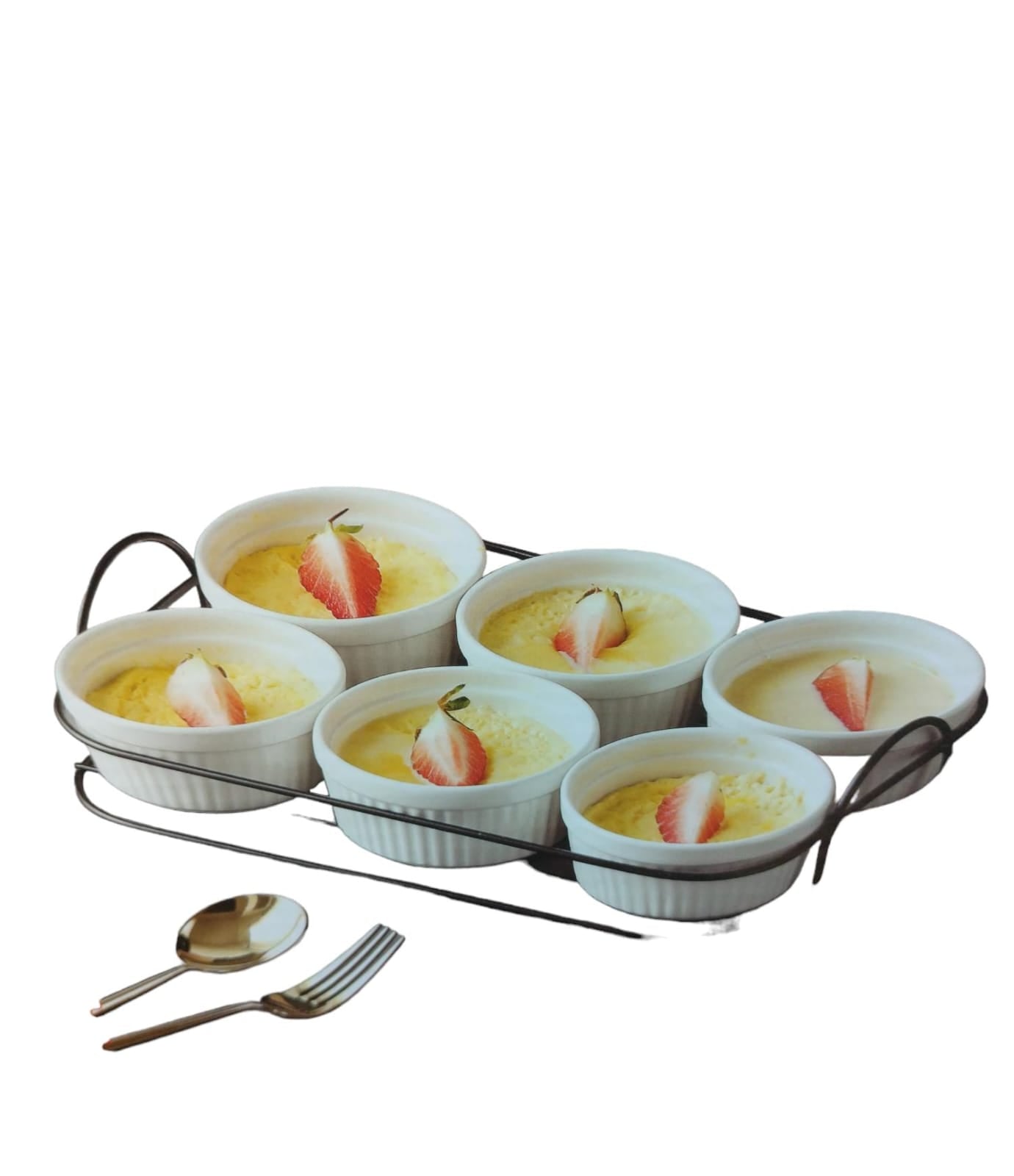 Ceramic Creme Brulee Cake Bowl White with Stand INMIX-12976
