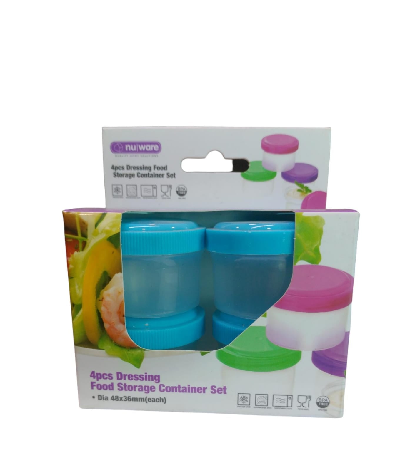 Nu Ware Plastic Dressing Food Storage 4pack Container Set