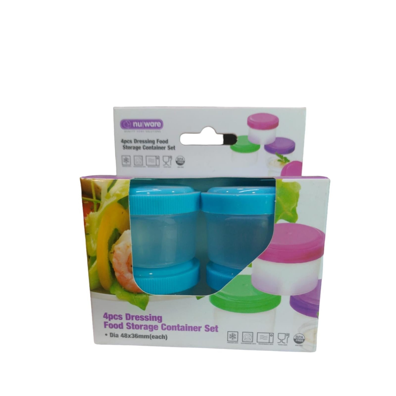 Nu Ware Plastic Dressing Food Storage 4pack Container Set