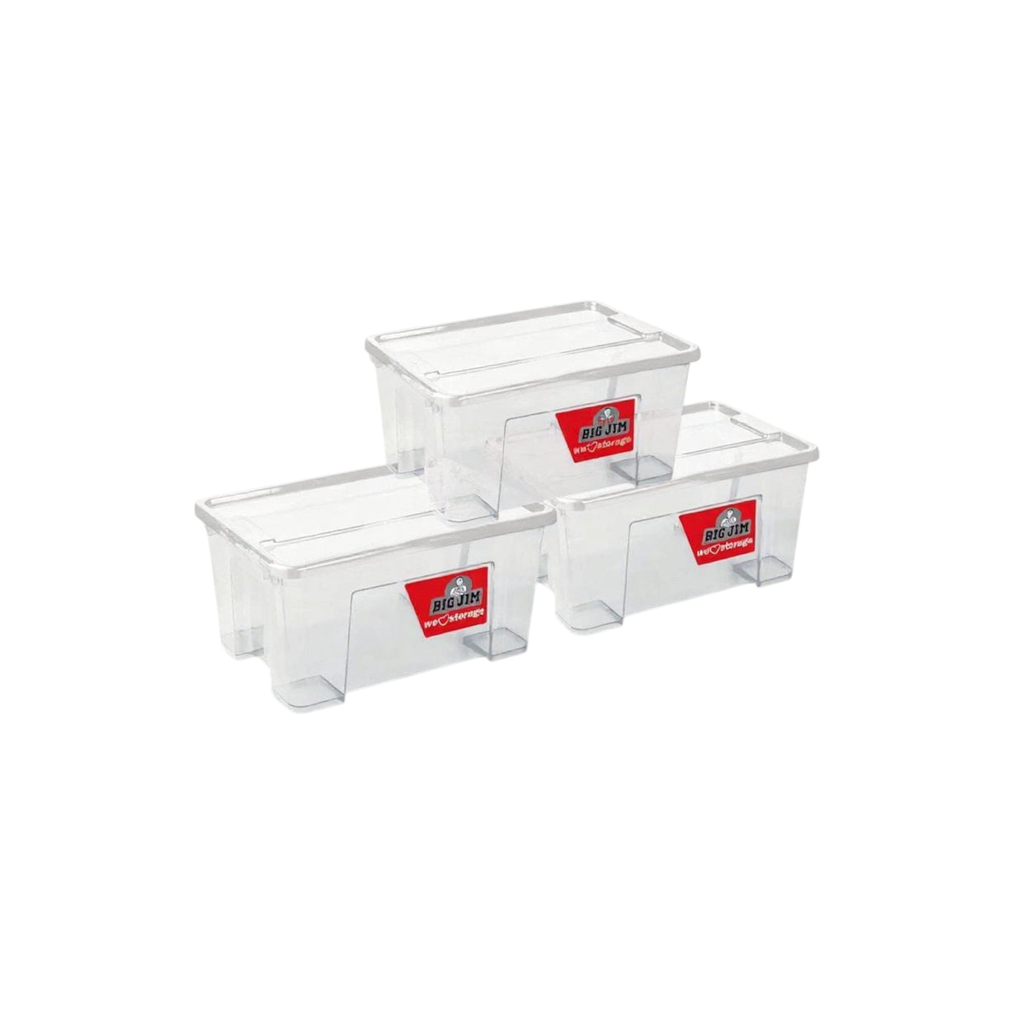 Big Jim 13L Plastic Storage Box 3pc Set Utility Container Alpha Clear JO0590CL