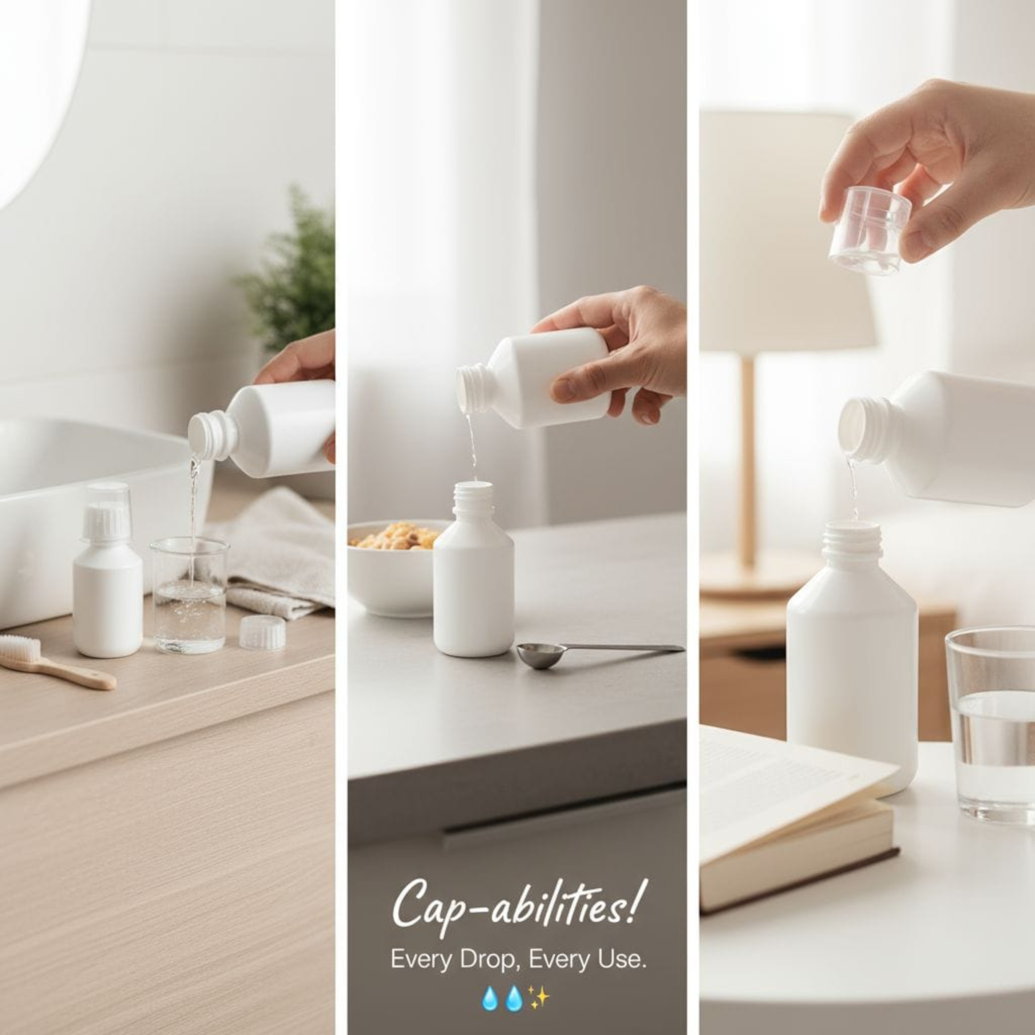 Medical-Cosmetic Bottle High-Neck with Lid & Clear Overcap - Pharmaceutical Container Bottle Round White