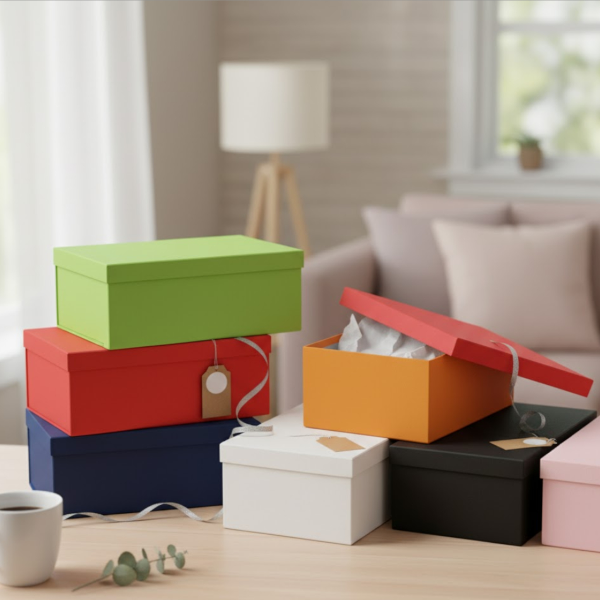 Gift Box Sturdy Hardboard Plain Solid Color 23x19.3x7.7cm