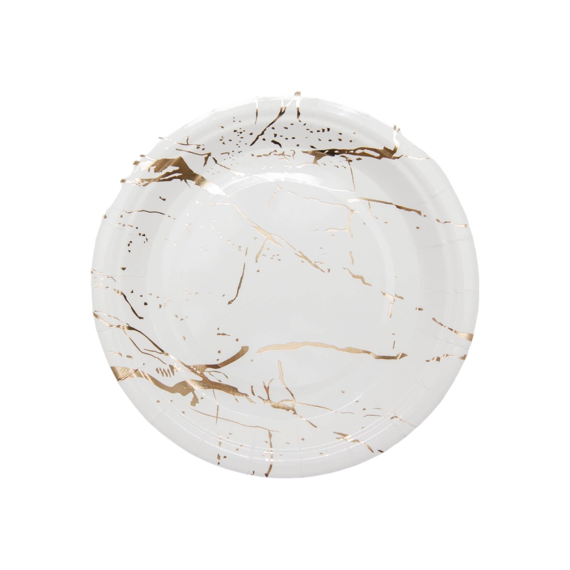 Disposable Party Paper Dinner Plate 8pack White with Gold Marble XPATY50